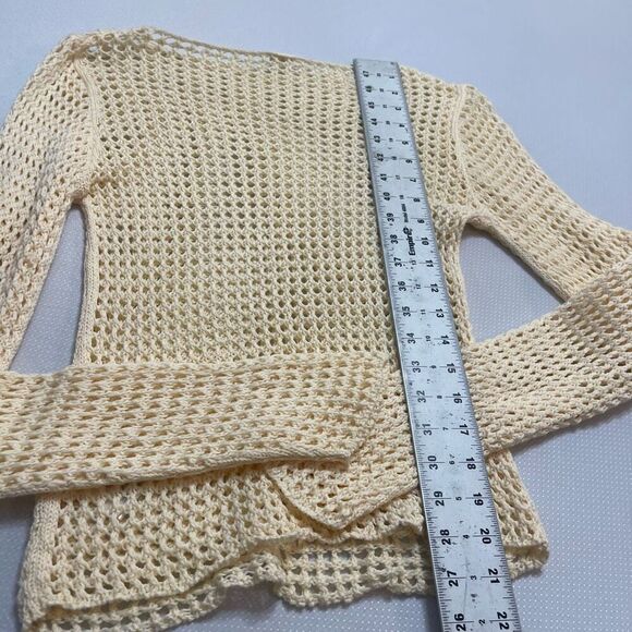 Urban Outfitters Cream Crochet Lattice Open Stitch Cotton Sweater Top Size Small - Picture 8 of 8